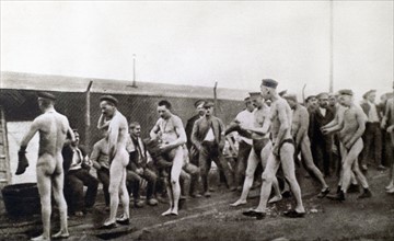 Première Guerre Mondiale. En Allemagne, camp de prisonniers russes (janvier 1916)