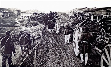 World War I. Greek troops retreating from Thessalonika (1916)