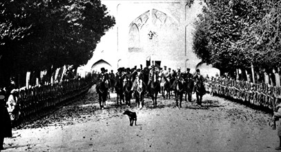 World War I. Russian troops entering Kazvin (Persia, (1916)