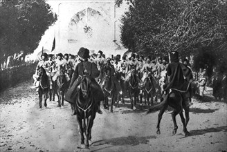 World War I. Russian troops entering Kazvin (Persia, (1916)