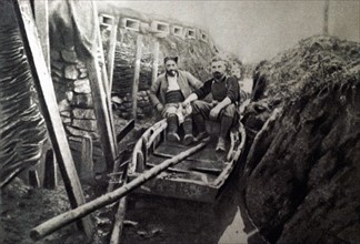 World War I. In Artois, a flooded trench (1916)