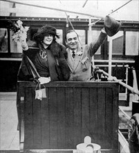 Tenor Enrico Caruso, newly remarried, leaving America for Italy (1919)