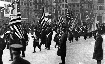 World War I. Parade of Serb and Yugoslav clubs in New York (1918)