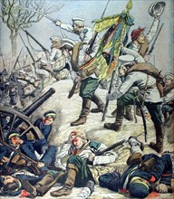 In Manchuria, the Russians attack the Mountain of the Isolated Tree. In "Le Petit Journal", 10-30-1904