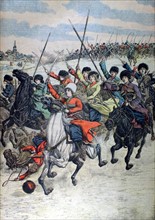A corps of Siberian horsewomen training on the Nikolsk-Ussurisk Plains. In "Le Petit Journal", 10-30-1904
