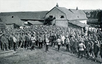World War I. German prisoners-of-war at the camp of Souchez and Le Labyrinthe