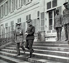 World War I. At the front, Marshal French pays a visit to General Foch