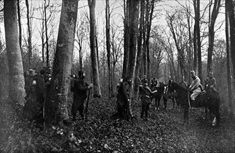World War I. On the Eastern front, reconnaissance in the forest (1915)