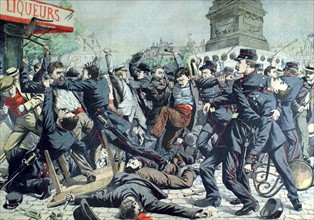Paris street fight between hoodlums and police agents (1904)