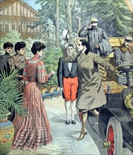 Entrevue du roi d'Espagne, Alphonse XIII, et de sa fiancée, la princesse Ena, à Biarritz du 11-2-1906