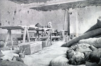 Première Guerre Mondiale. Salle de l'hôpital d'Ypres détruite à coup d'obus de 305 (1915)
