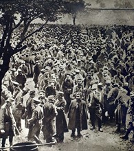 World War I. Austrian prisoners being sorted by the Russians, in Galicia
