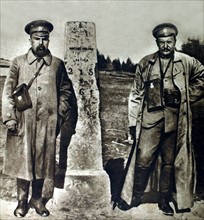 Première Guerre Mondiale. Officiers russes à la frontière austro-hongroise