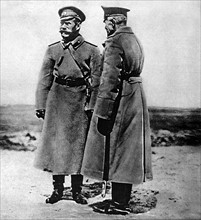 World War I. On the Russian western front, Emperor Nicholas II of Russia, speaking with General Brusilov