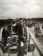 World War I. The guns of Maubeuge, captured from the Germans, en route to the French Army Museum