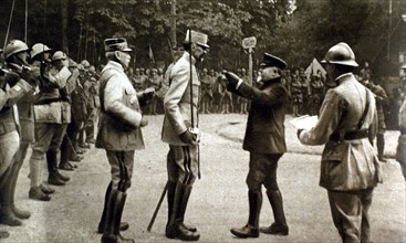 French President Poincare conferring the Legion of Honor on General Micheler, 1916