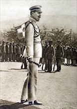 World War I. King Constantine of Greece passing conscripts in review (1915)