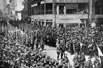 Première Guerre Mondiale. Réception de soldats français aux Etats-Unis (2 mai 1918)