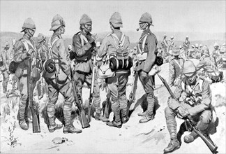 Guerre des Boers. Au Transvaal, détachement anglais avant l'action (1901)