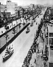A naval parade in the streets of Tokyo (1930)