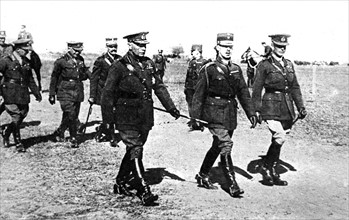 World War I. King Alexander of Greece visiting the Macedonian  front (1918)