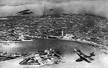 World War I. Venice bombarded by German planes (1918)