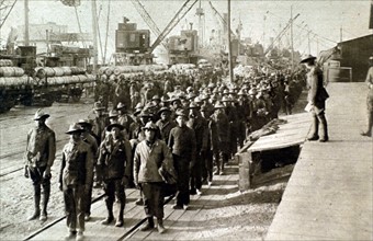 World War I. The Americans sending black railway workers to build railroads
