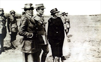 World War I. Aviators Garros and Fonck wearing the Legion of Honor (1918)