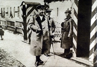World War I. Marshal von Hindenburg leaving his headquarters (1915)