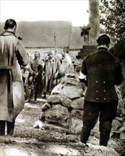 World War I. General Fayolle inaugurating a roadside cross, near Souchez, in memory of soldiers who gave up their lives for France (1915)