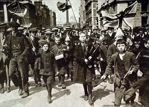 Première Guerre Mondiale. Manifestation à Londres en faveur de la guerre (Août 1914)