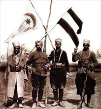 Première Guerre Mondiale. Groupe de soldats des troupes coloniales (1915)