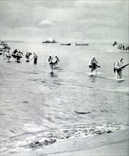 A Cuba, dans la baie de Guantanamo, manoeuvres de débarquement des troupes américaines (1927)