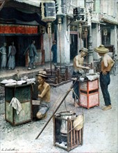Strolling restaurants in the Chinese quarter of Singapore (1924)