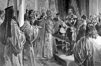 Baptême, dans la cathédrale de Sofia, du prince Boris, fils du prince Ferdinand de Bulgarie (1893)