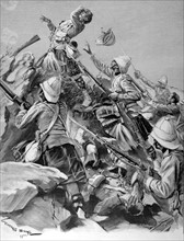 Guerre du Transvaal. les Highlanders montant à l'assaut d'un Kopje (1900)