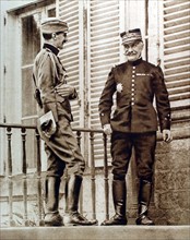 World War I. Prince George of Serbia visiting General Foch (1915)