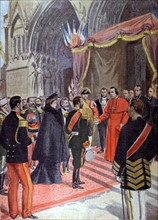 Tsar Nicholas II being received at the cathedral of Rheims (1901)