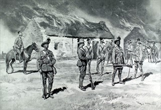 Guerre du Transvaal. Incendie d'une ferme boer (1901)