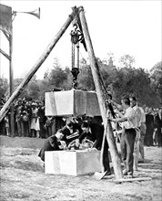 Laying the first stone of the palace of the League of Nations, in Geneva (1929)