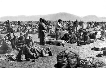 Guerre des Balkans. Camp de prisonniers turcs au Monténégro (1912)