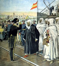 Algesiras Conference on Morocco. The Moroccan ambassadors arriving at the conference (1906)
