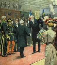 King Oscar of Sweden arriving in Paris to visit the World's Fair (1900)