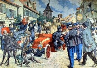 Dans un village français, procès-verbal pour excès de vitesse du 26-6-1904