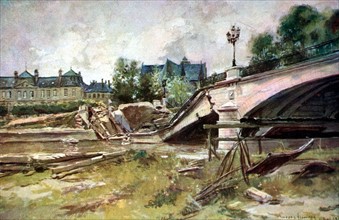 François Flameng, Soissons, pont détruit sur l'Aisne