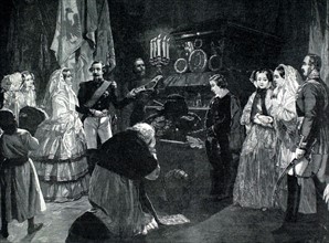 A Paris, visite de la reine Victoria au tombeau de Napoléon 1er, aux Invalides (1855)