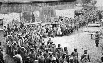 Première Guerre Mondiale. En Champagne, convoi de prisonniers allemands