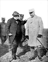 World War I. French President Clemenceau and General Petain (1918)