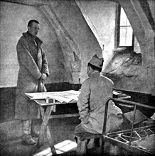 World War. Interrogation of a German prisoner (1918)