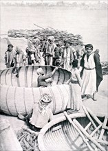 A Bagdad, sur les rives du Tigre, fabrication des "Kouffas" (1917)